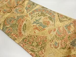 連珠文に騎馬人物・花唐草模様織出し袋帯